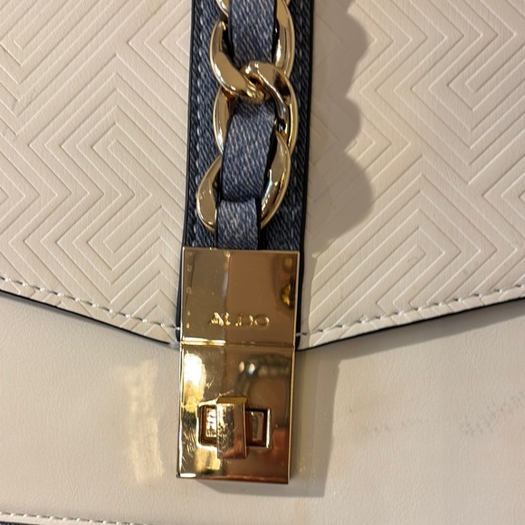 ALDO Blue Denim with White & Gold. Top Handle with Crossbody - Picture 3 of 12